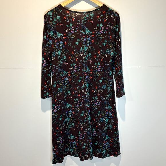 Garnet Hill Dark Floral Jersey Knit Dress - size Medium - Picture 4 of 6